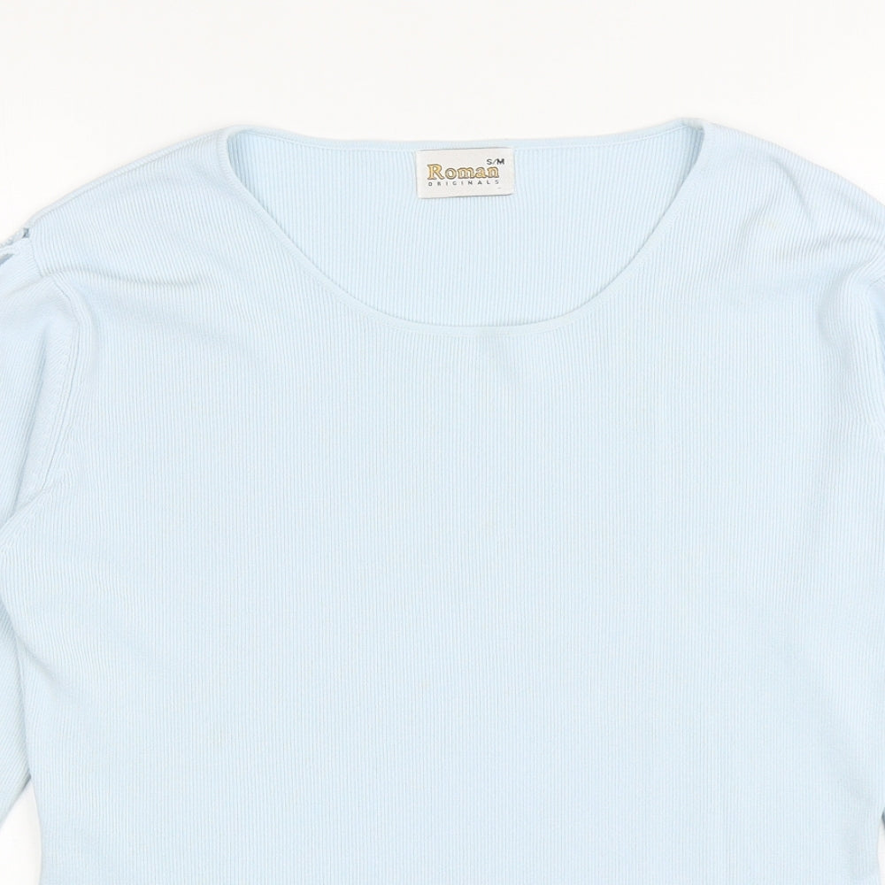 Womens UK Size S Roman Blue Basic T-Shirt
