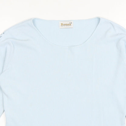 Womens UK Size S Roman Blue Basic T-Shirt