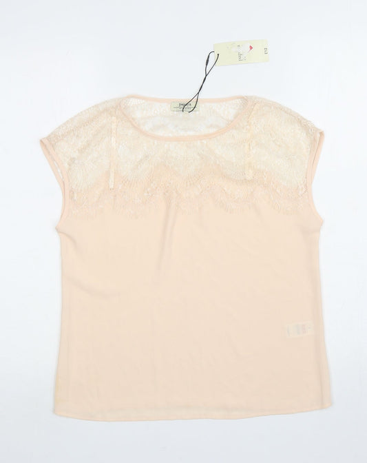 Papaya Womens Orange Polyester Basic Blouse Size 8 Boat Neck - Lace