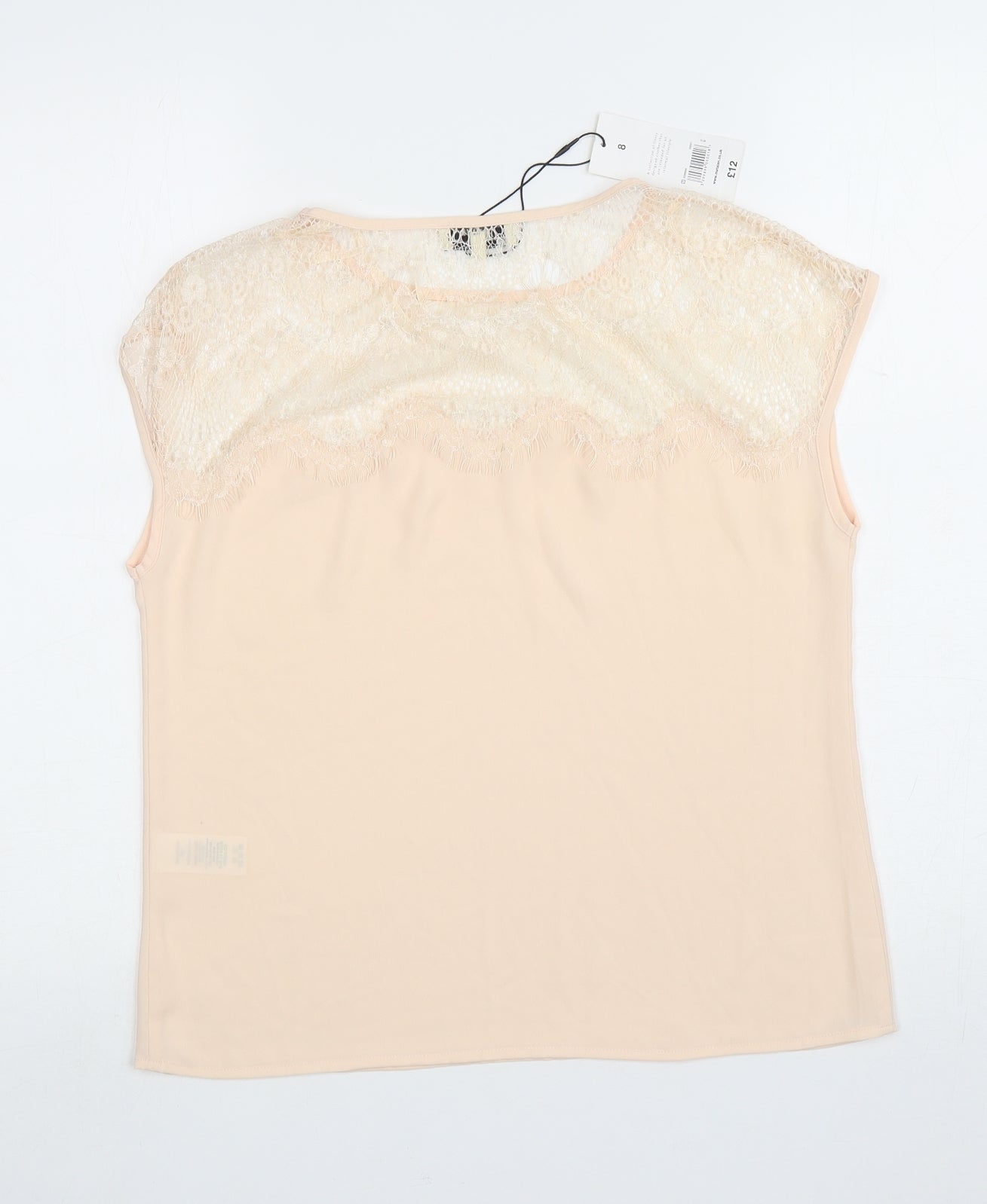 Papaya Womens Orange Polyester Basic Blouse Size 8 Boat Neck - Lace