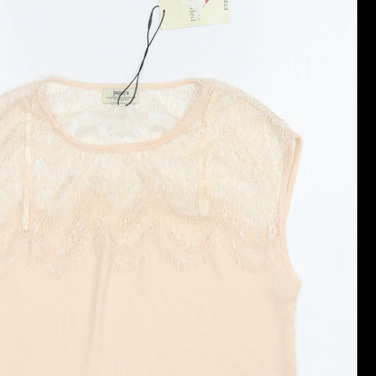 Papaya Womens Orange Polyester Basic Blouse Size 8 Boat Neck - Lace