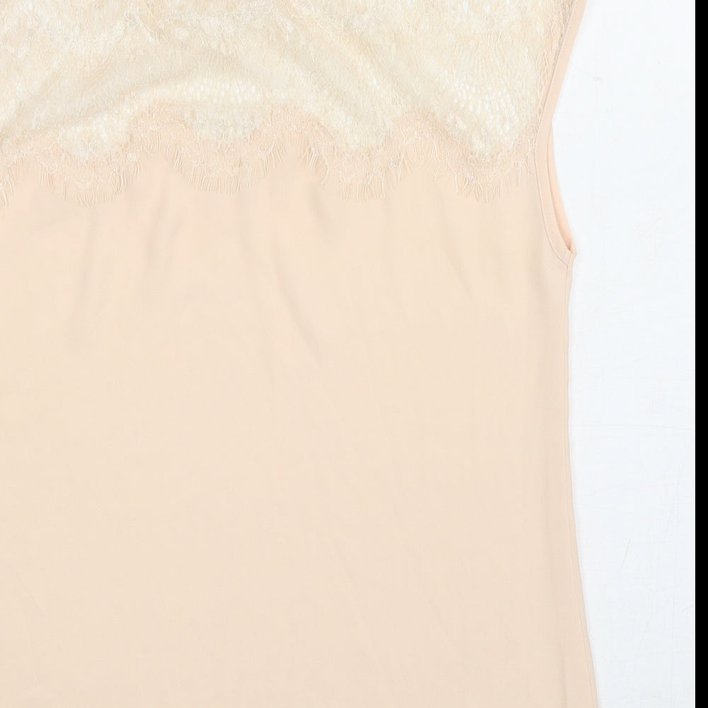 Papaya Womens Orange Polyester Basic Blouse Size 8 Boat Neck - Lace