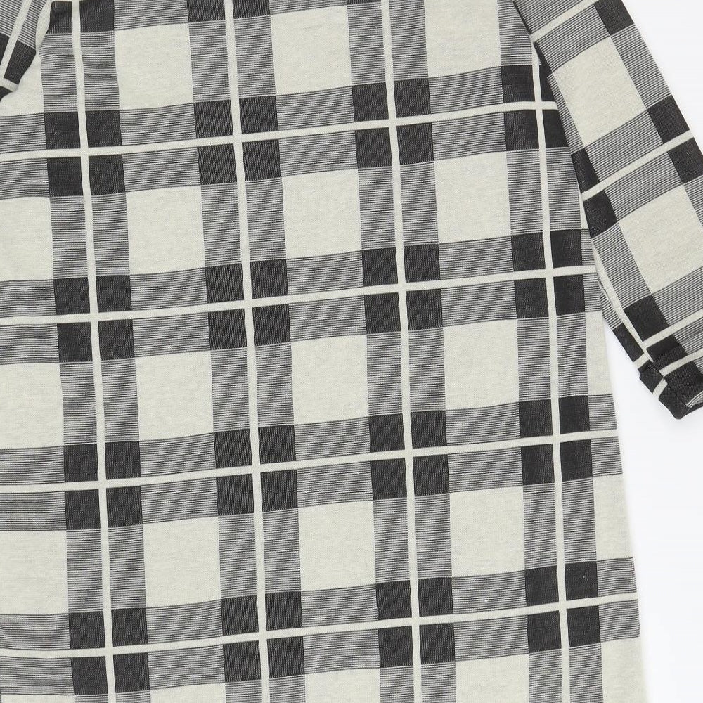 Atmosphere Womens Black Plaid Polyester A-Line Size 14 Boat Neck Pullover