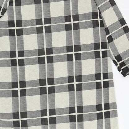 Atmosphere Womens Black Plaid Polyester A-Line Size 14 Boat Neck Pullover