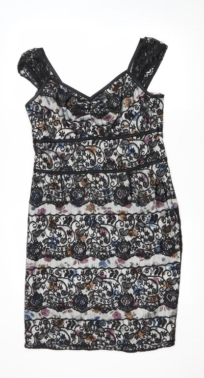 Trinny & Susannah Womens Multicoloured Floral Polyester Tank Dress Size 14 Sweetheart Zip