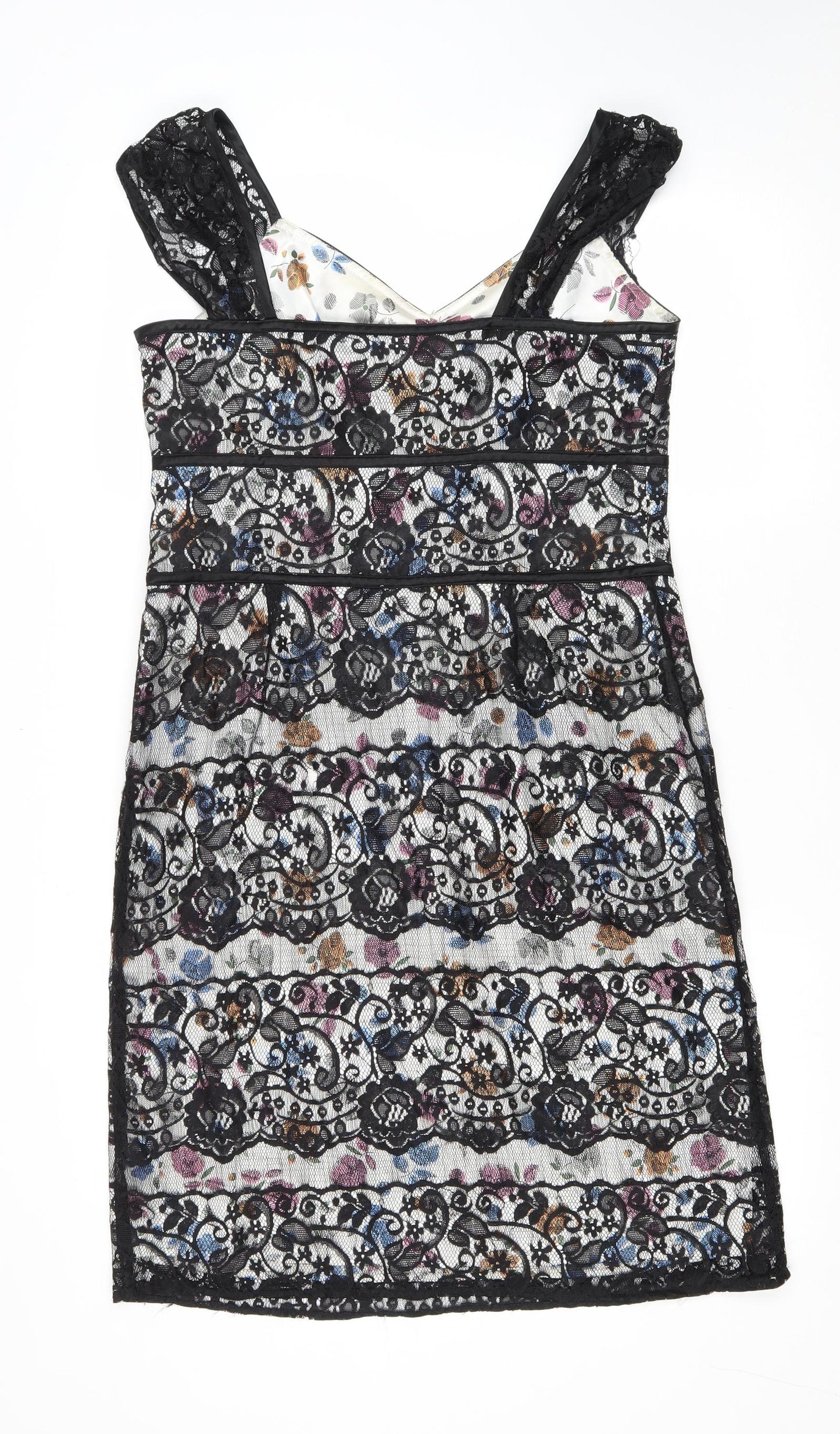 Trinny & Susannah Womens Multicoloured Floral Polyester Tank Dress Size 14 Sweetheart Zip