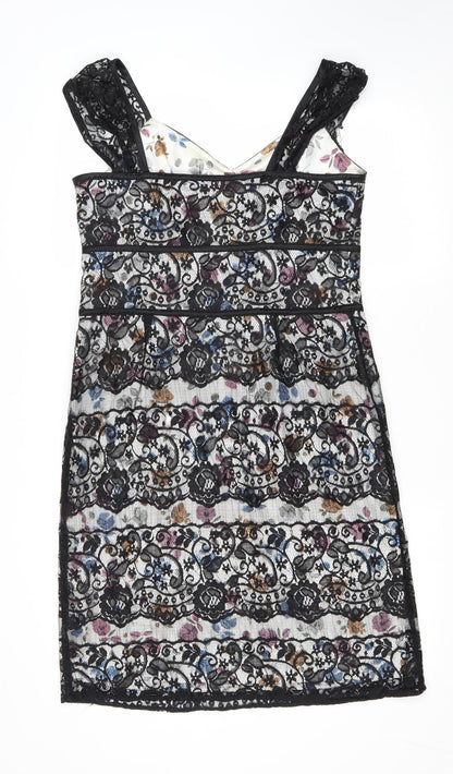 Trinny & Susannah Womens Multicoloured Floral Polyester Tank Dress Size 14 Sweetheart Zip