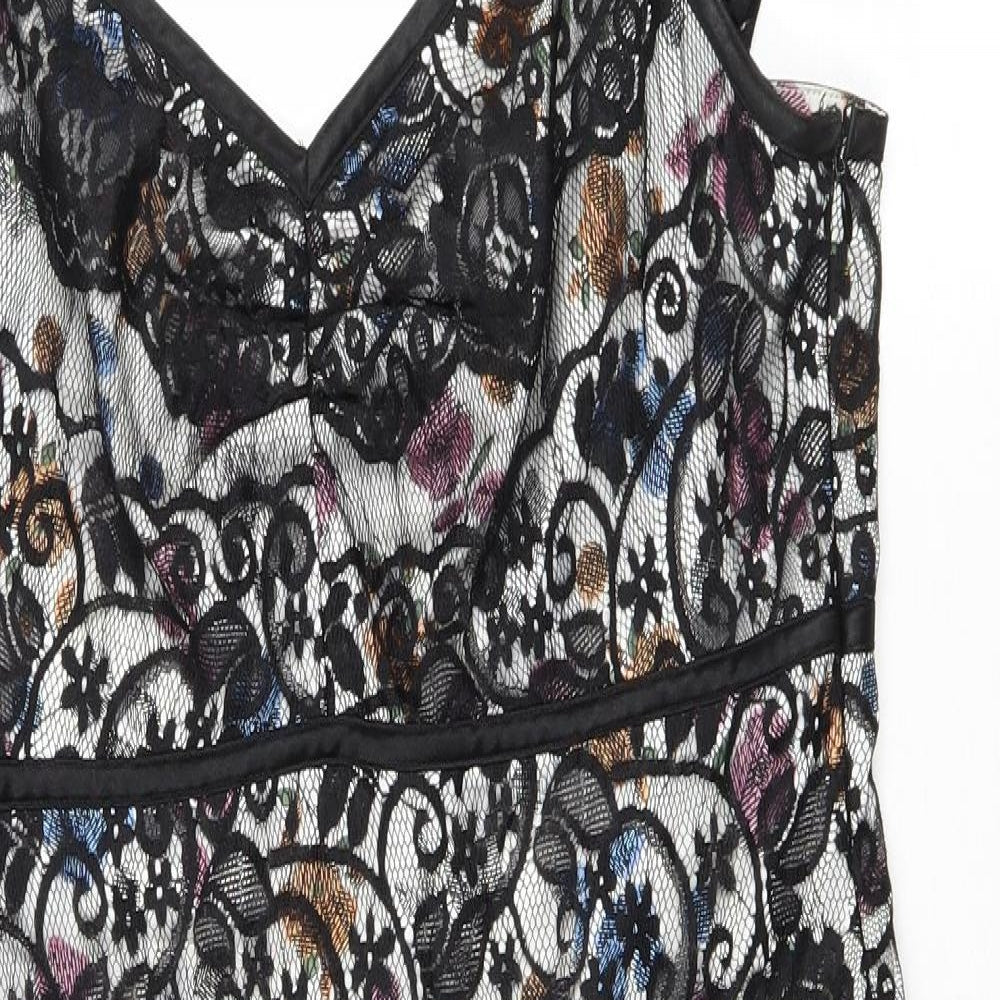 Trinny & Susannah Womens Multicoloured Floral Polyester Tank Dress Size 14 Sweetheart Zip