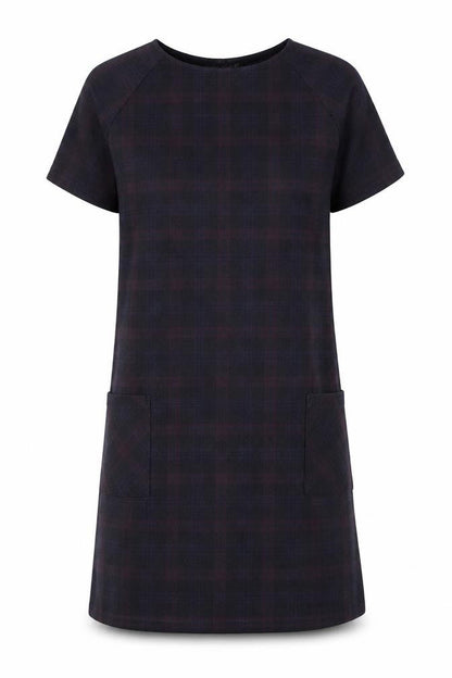 New Look Womens Blue Plaid Polyester T-Shirt Dress Size 12 Round Neck Pullover