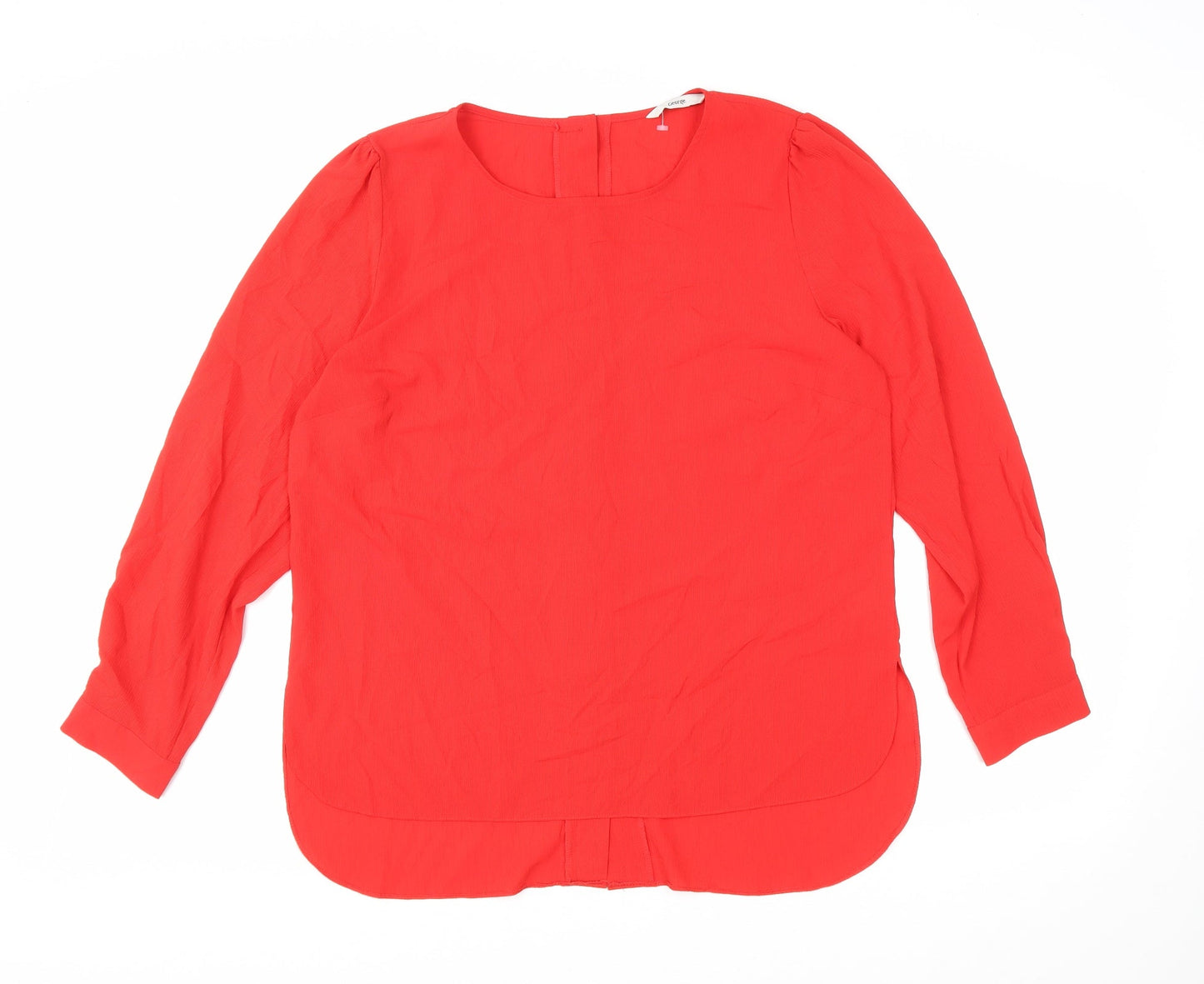 George Womens Red Polyester Basic Button-Up Size 14 Scoop Neck