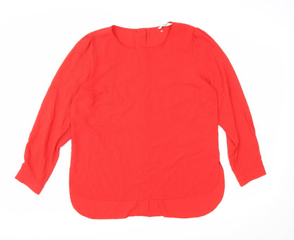 George Womens Red Polyester Basic Button-Up Size 14 Scoop Neck