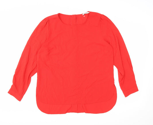 George Womens Red Polyester Basic Button-Up Size 14 Scoop Neck