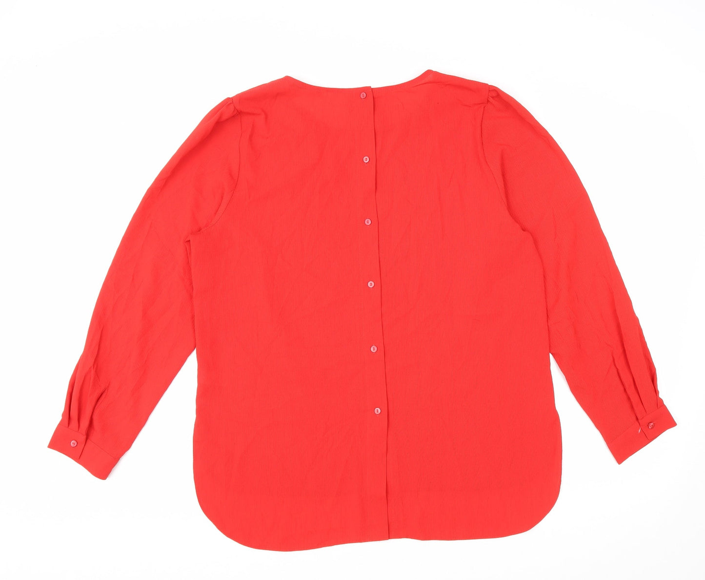 George Womens Red Polyester Basic Button-Up Size 14 Scoop Neck