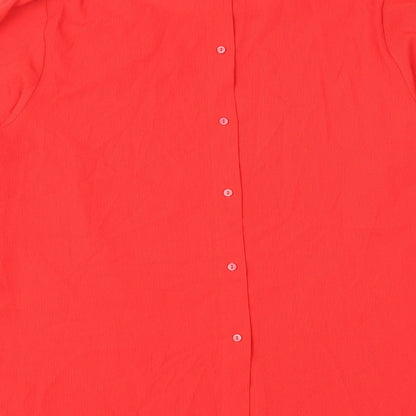 George Womens Red Polyester Basic Button-Up Size 14 Scoop Neck