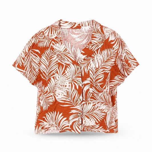 Womens UK Size 6 Primark Orange Cropped Button-Up