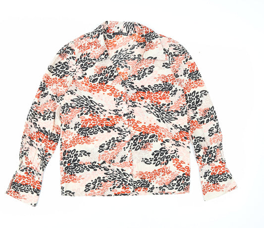 Boohoo Womens Multicoloured Animal Print Polyester Basic Button-Up Size 6 Collared - Leopard Print