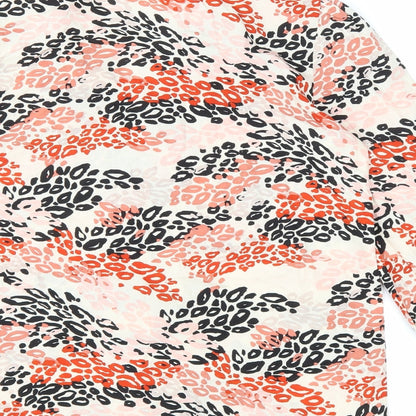 Boohoo Womens Multicoloured Animal Print Polyester Basic Button-Up Size 6 Collared - Leopard Print