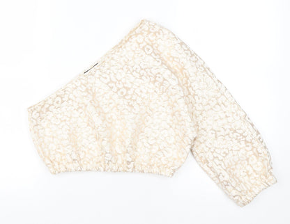 Womens UK Size 10 PRETTYLITTLETHING Ivory Cropped T-Shirt