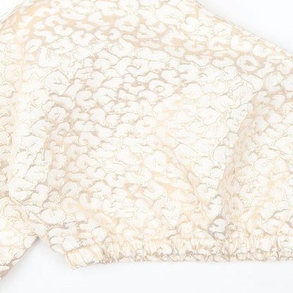 Womens UK Size 10 PRETTYLITTLETHING Ivory Cropped T-Shirt