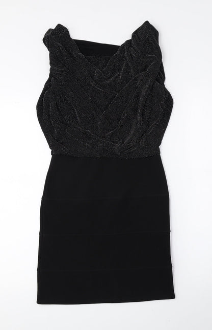 Urban Bliss Womens Black Nylon Bodycon Size 8 Cowl Neck Pullover