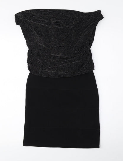 Urban Bliss Womens Black Nylon Bodycon Size 8 Cowl Neck Pullover