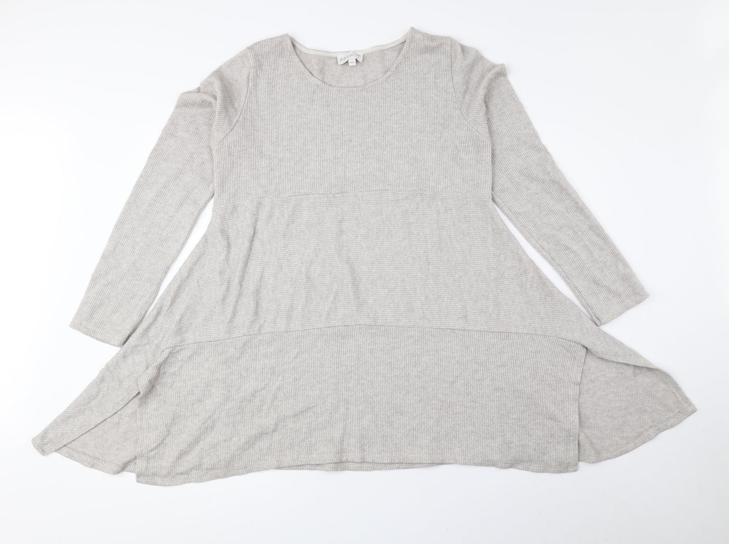 Apricot Womens Beige Round Neck Viscose Pullover Jumper Size M - Ribbed