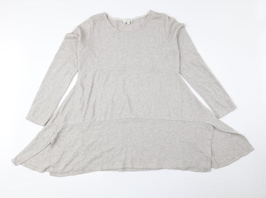 Apricot Womens Beige Round Neck Viscose Pullover Jumper Size M - Ribbed