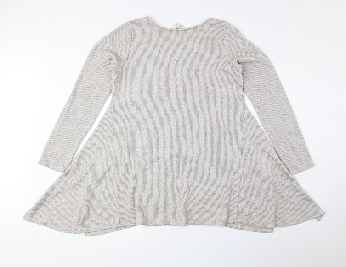 Apricot Womens Beige Round Neck Viscose Pullover Jumper Size M - Ribbed