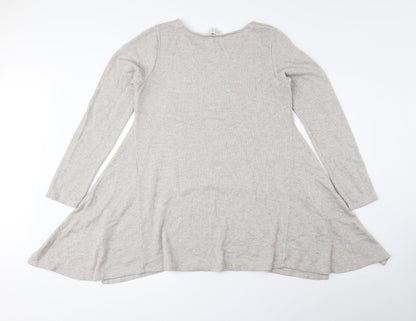 Apricot Womens Beige Round Neck Viscose Pullover Jumper Size M - Ribbed