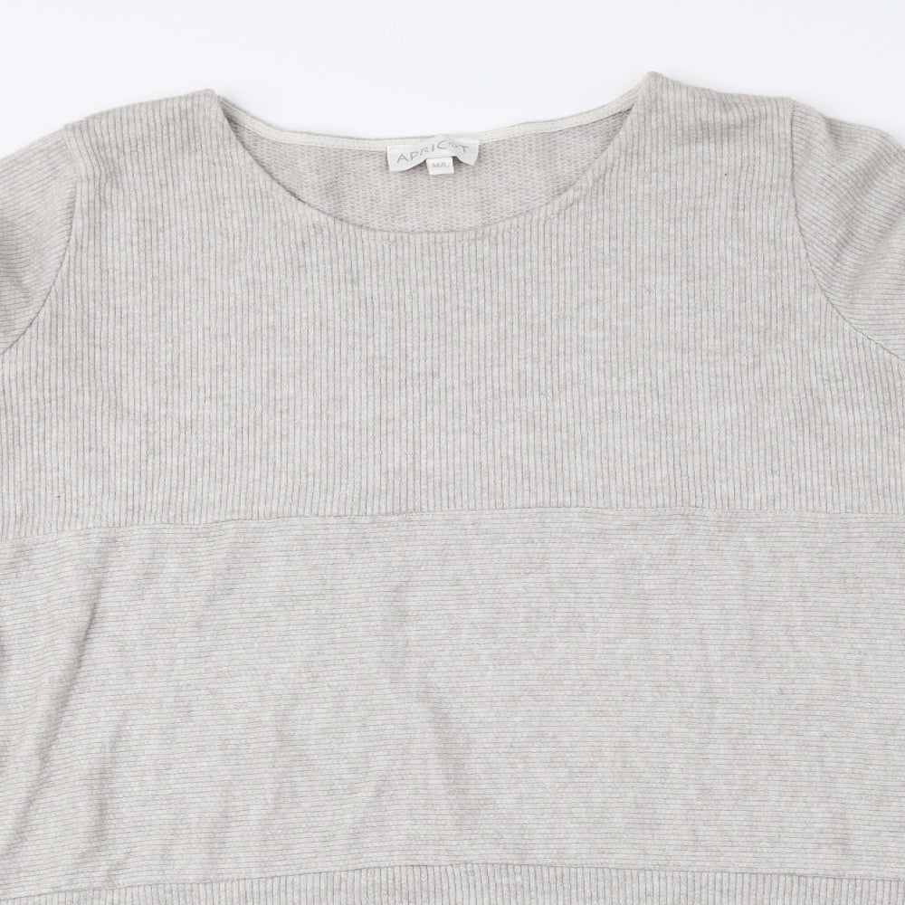 Apricot Womens Beige Round Neck Viscose Pullover Jumper Size M - Ribbed