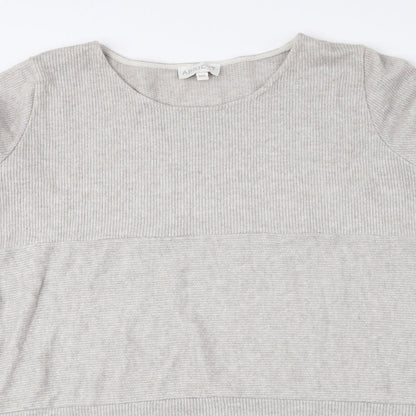 Apricot Womens Beige Round Neck Viscose Pullover Jumper Size M - Ribbed