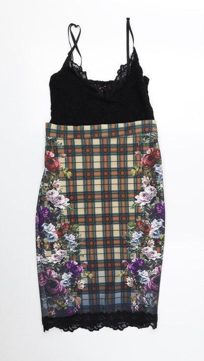 Zara Womens Multicoloured Geometric Polyester Bodycon Size S Sweetheart Pullover