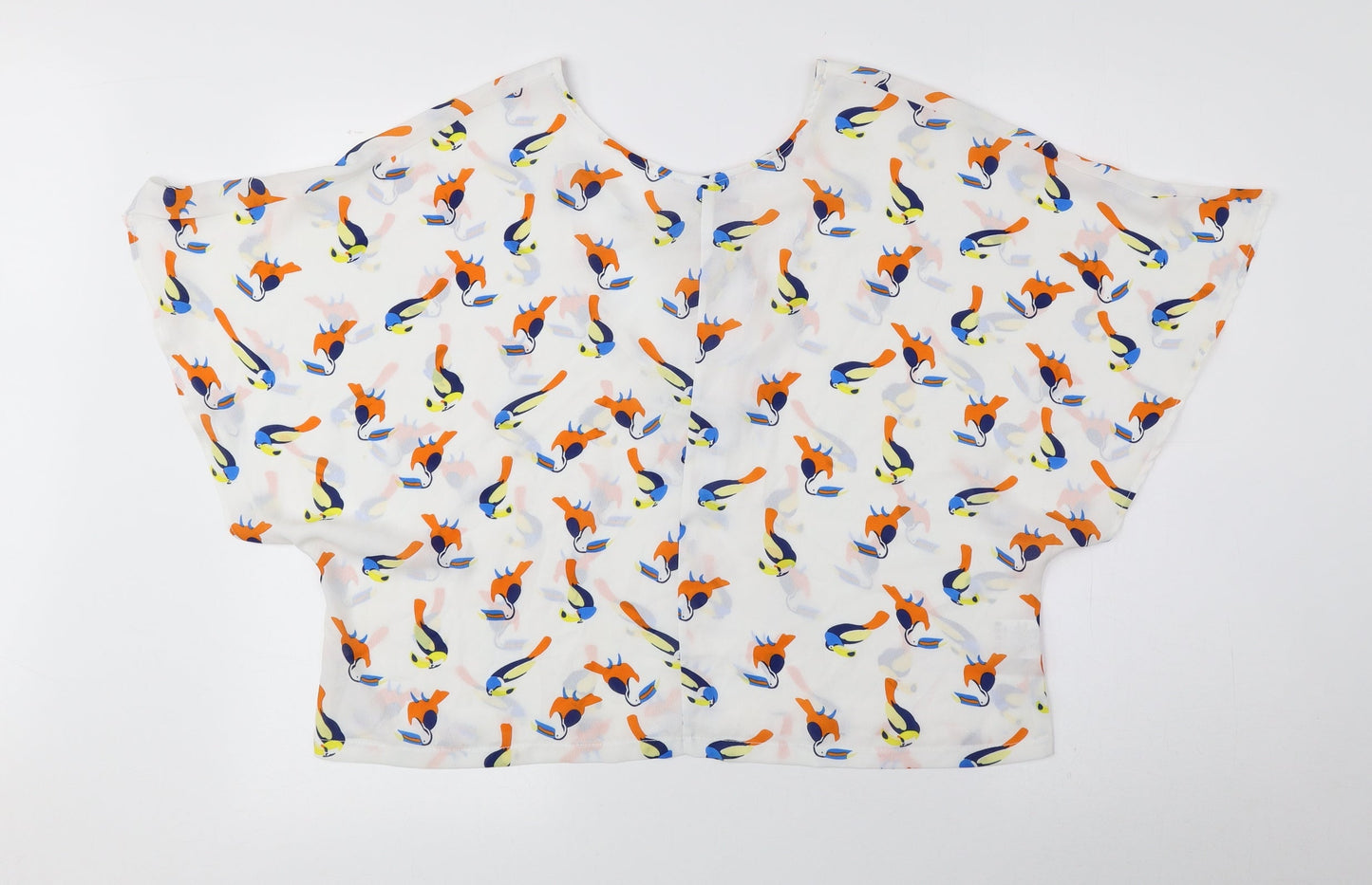 Anna Smith Womens Multicoloured Geometric Polyester Basic Blouse Size 10 Round Neck - Back Scoop