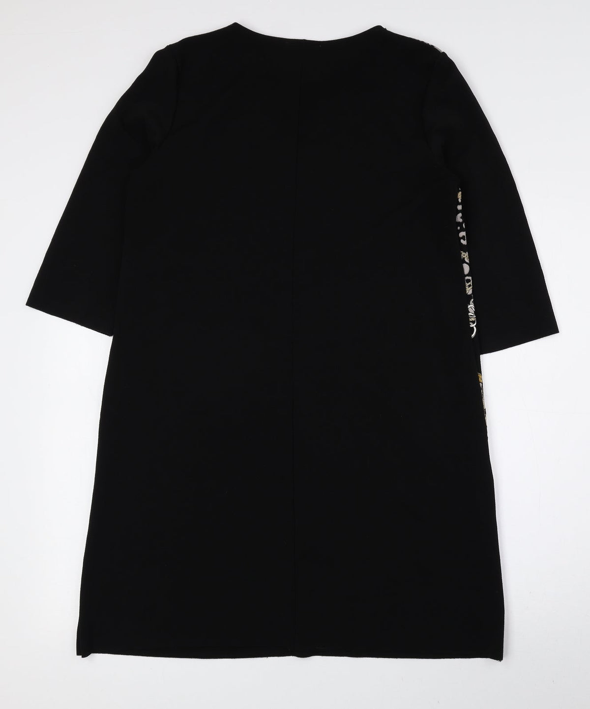 Zara Womens Black Geometric Polyester A-Line Size M Round Neck Pullover
