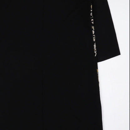 Zara Womens Black Geometric Polyester A-Line Size M Round Neck Pullover