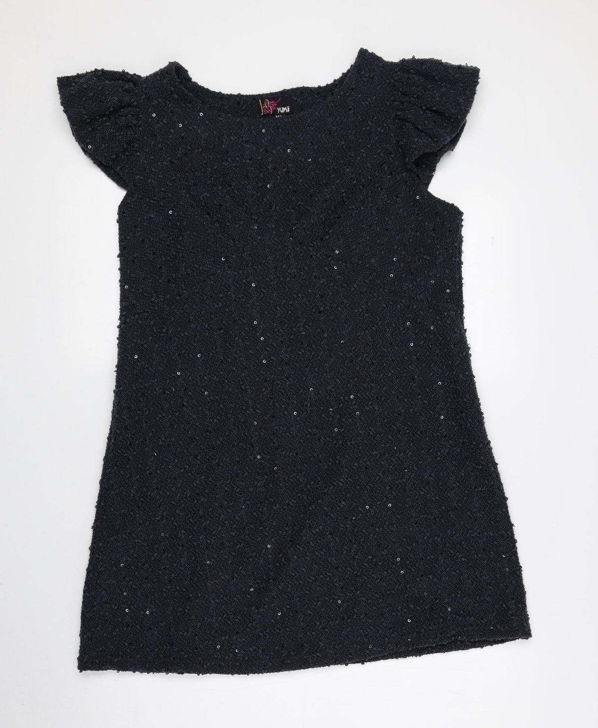 Yumi Womens Blue Acrylic A-Line Size M Round Neck Pullover