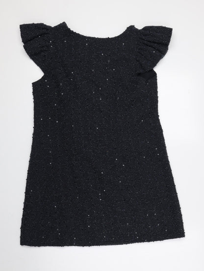 Yumi Womens Blue Acrylic A-Line Size M Round Neck Pullover