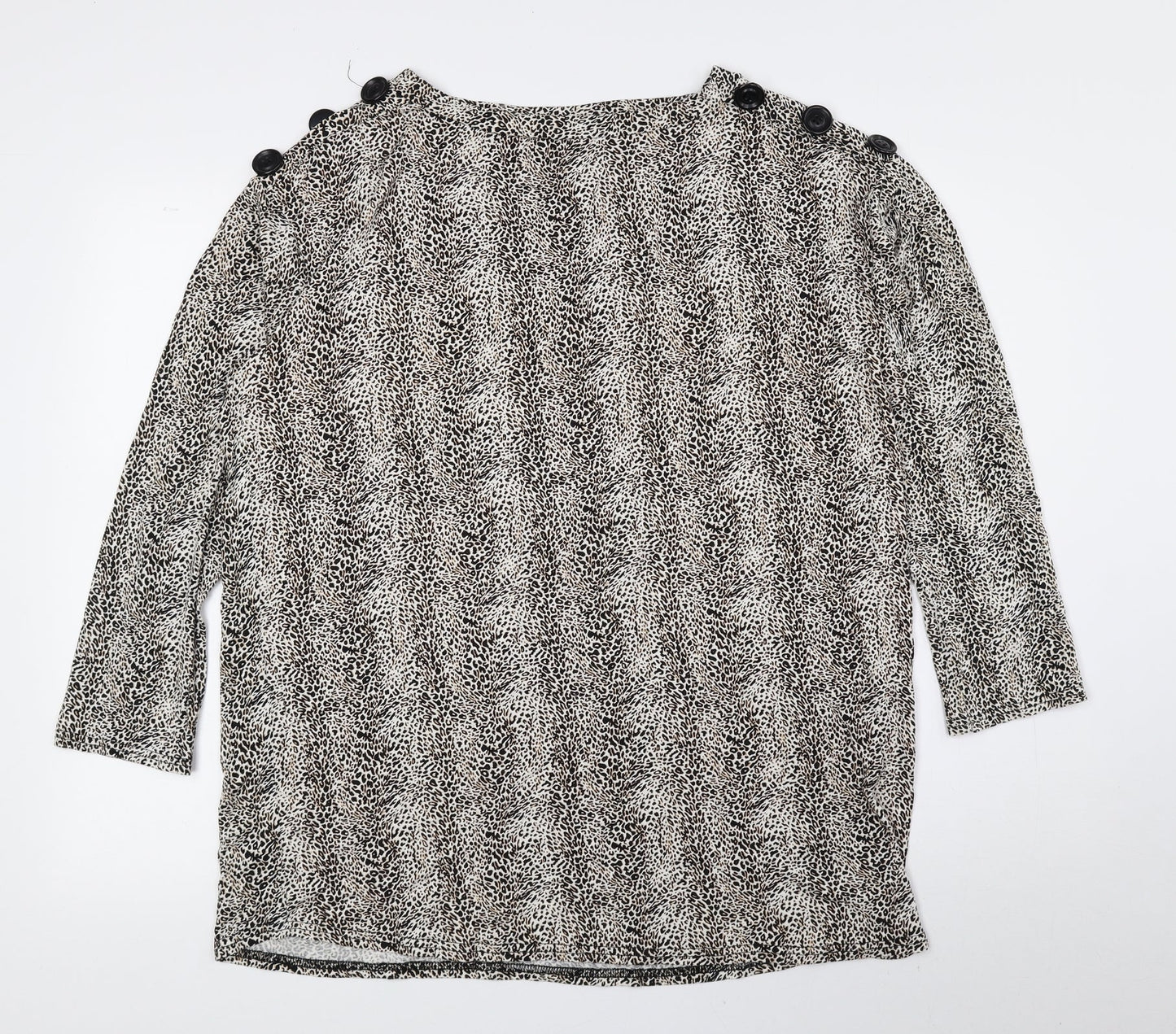 Evans Womens Brown Animal Print Viscose Basic Blouse Size 16 Boat Neck - Cheetah Print