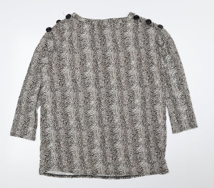 Evans Womens Brown Animal Print Viscose Basic Blouse Size 16 Boat Neck - Cheetah Print