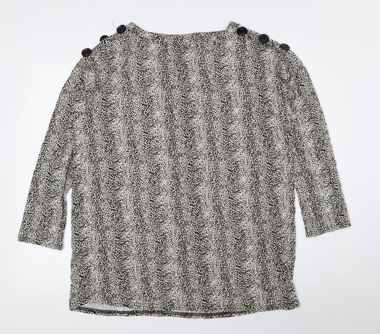 Evans Womens Brown Animal Print Viscose Basic Blouse Size 16 Boat Neck - Cheetah Print