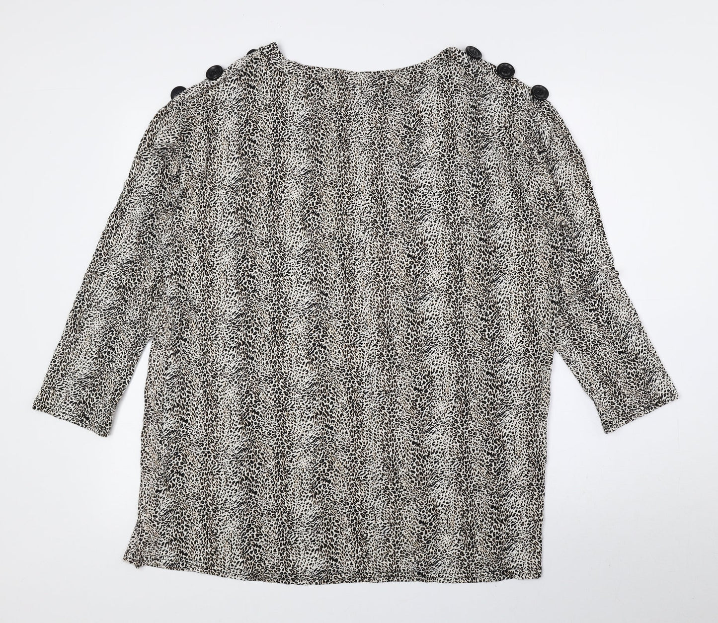 Evans Womens Brown Animal Print Viscose Basic Blouse Size 16 Boat Neck - Cheetah Print