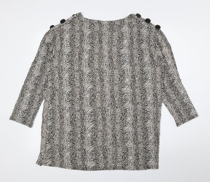 Evans Womens Brown Animal Print Viscose Basic Blouse Size 16 Boat Neck - Cheetah Print