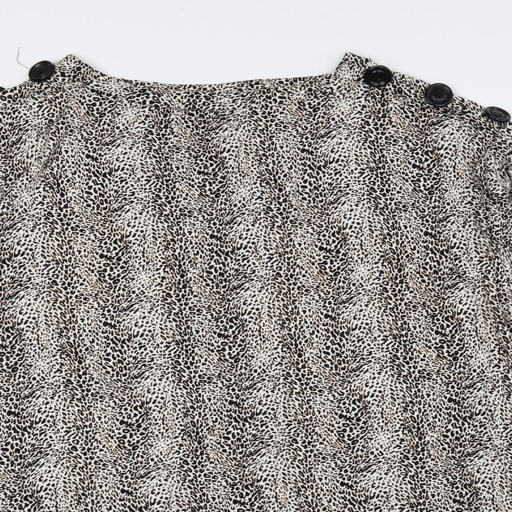 Evans Womens Brown Animal Print Viscose Basic Blouse Size 16 Boat Neck - Cheetah Print