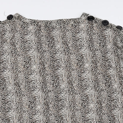 Evans Womens Brown Animal Print Viscose Basic Blouse Size 16 Boat Neck - Cheetah Print