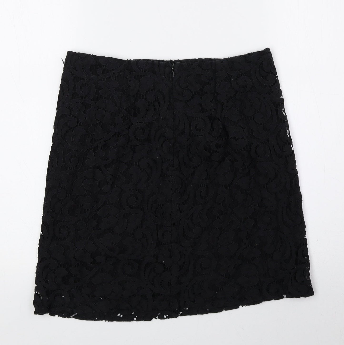 Mango Womens Black Geometric Polyester Mini Skirt Size 4 Zip
