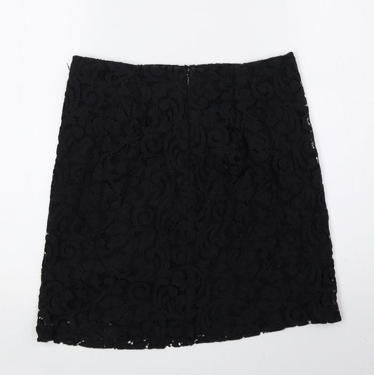 Mango Womens Black Geometric Polyester Mini Skirt Size 4 Zip