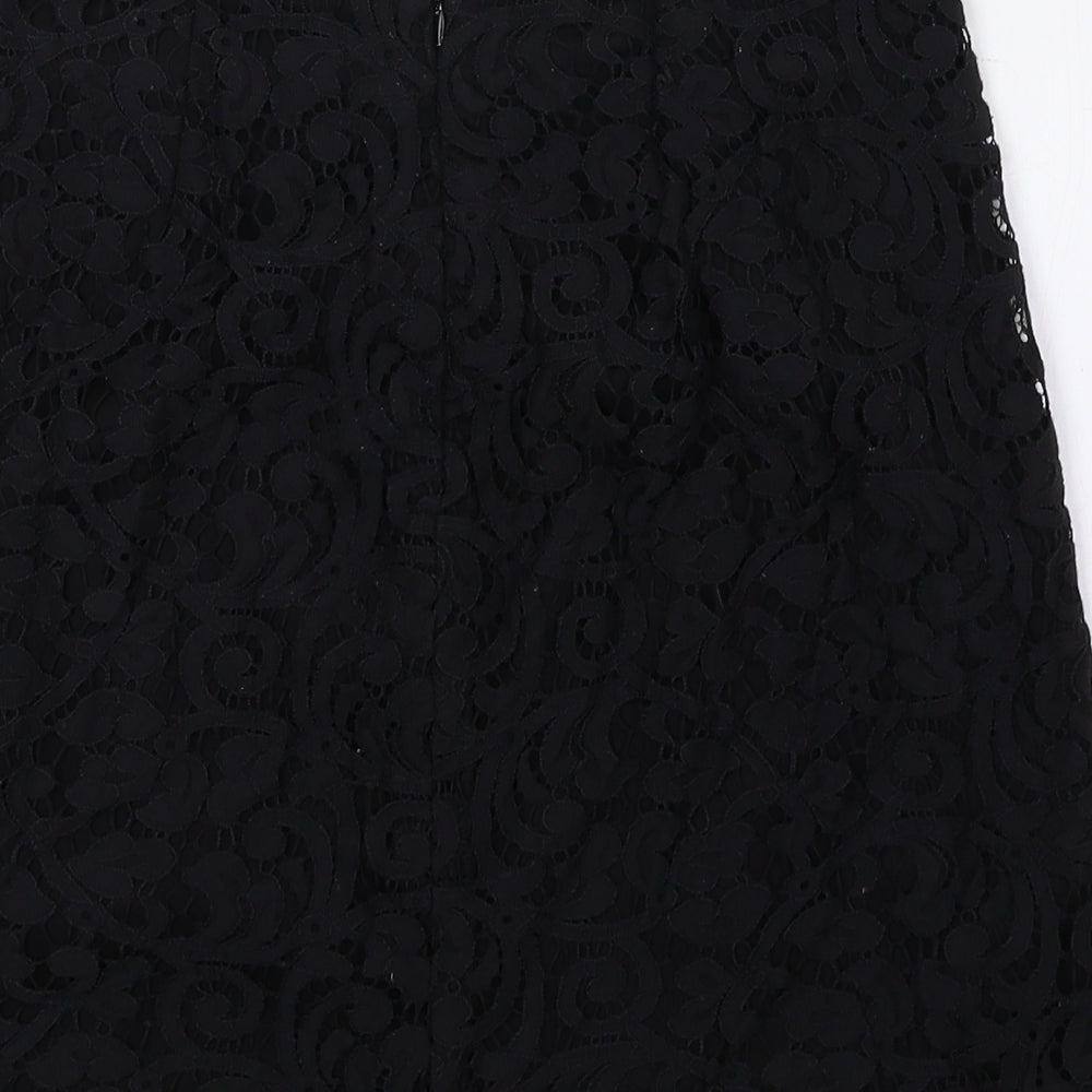 Mango Womens Black Geometric Polyester Mini Skirt Size 4 Zip