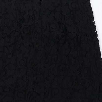 Mango Womens Black Geometric Polyester Mini Skirt Size 4 Zip