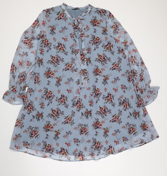 Limited Edition Womens Blue Floral Polyester A-Line Size 10 Round Neck Tie