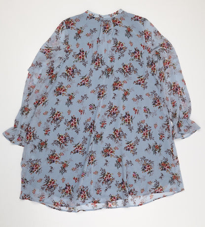 Limited Edition Womens Blue Floral Polyester A-Line Size 10 Round Neck Tie
